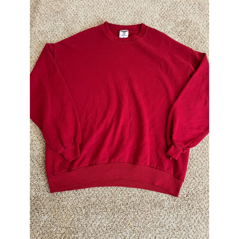 Jerzees Men Blank Sweatshirt 2X Red NuBlend Fleece Crew Neck Made in USA Vintage